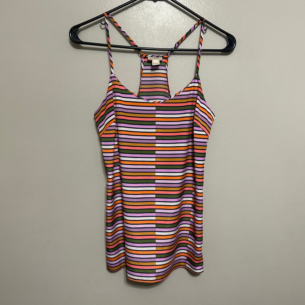 J.Crew Racerback Blouse 0 Multi-Color Striped Tank Top Retro 90s Boho Festival